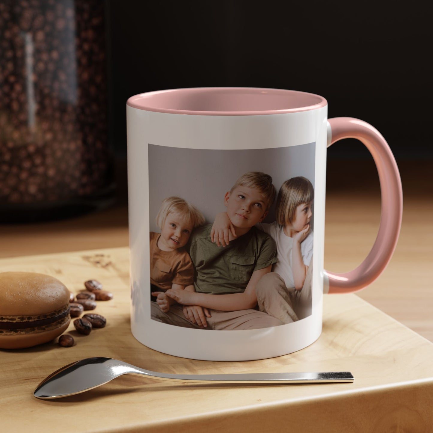 Personalized Photo Accent Coffee Mug — Custom Family Picture & Message