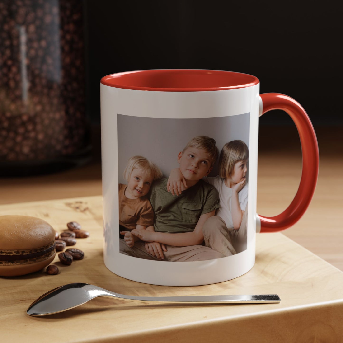 Personalized Photo Accent Coffee Mug — Custom Family Picture & Message