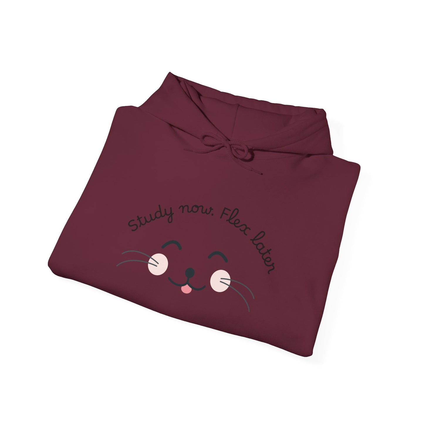 Study Now Flex Later Hoodie | Cute Cat Student Sweatshirt