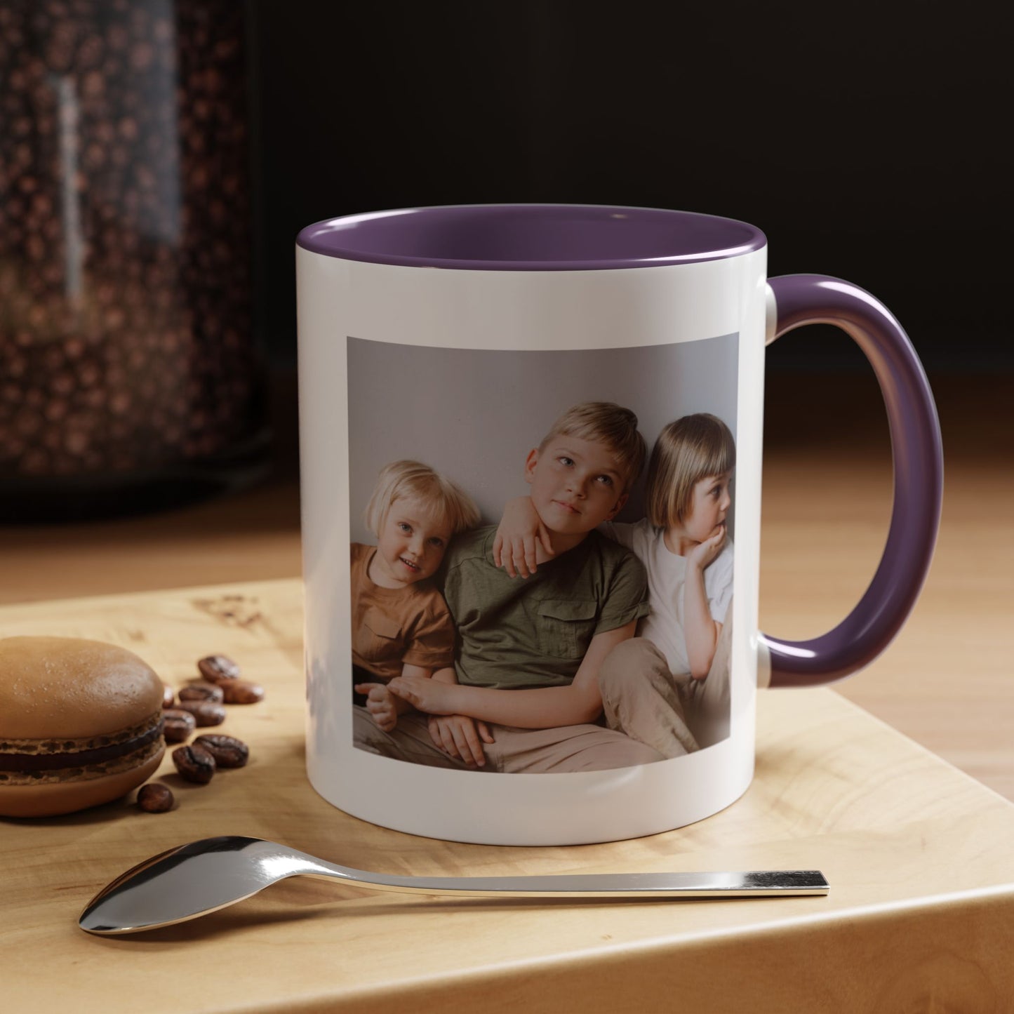 Personalized Photo Accent Coffee Mug — Custom Family Picture & Message