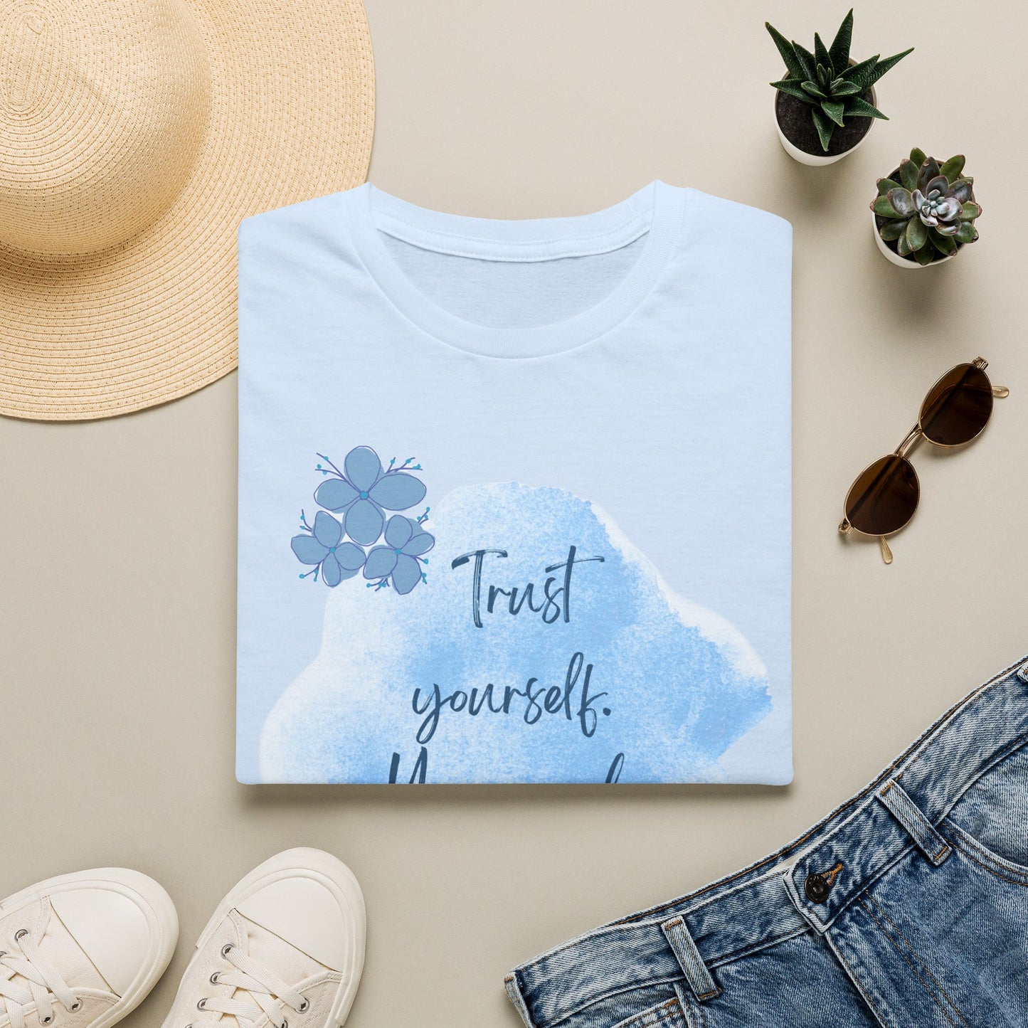 Trust Yourself Inspirational Quote T-Shirt | Watercolor Floral Tee