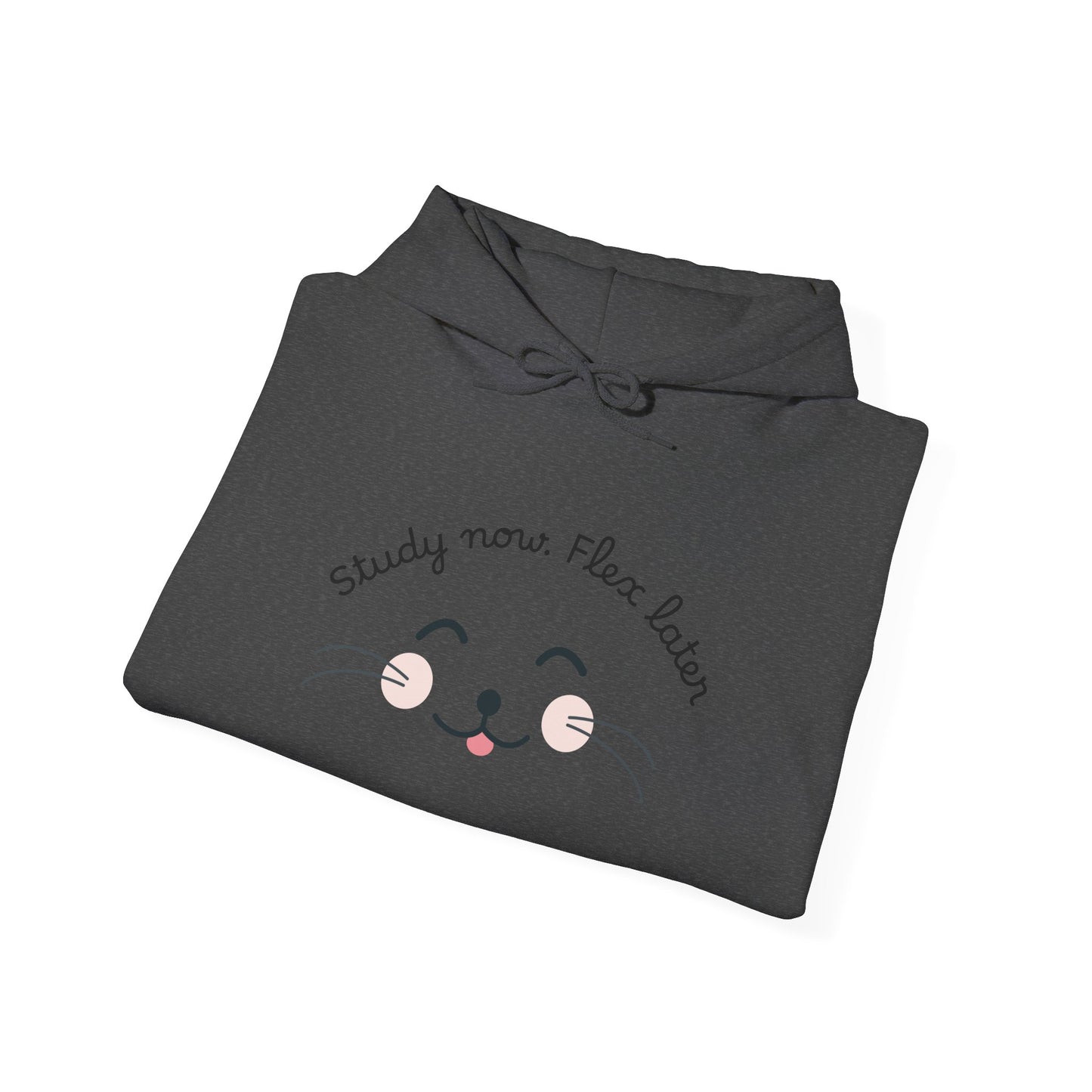 Study Now Flex Later Hoodie | Cute Cat Student Sweatshirt
