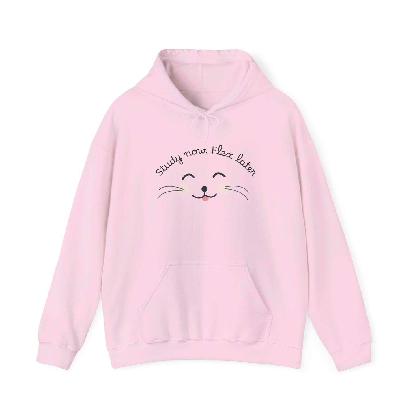 Study Now Flex Later Hoodie | Cute Cat Student Sweatshirt