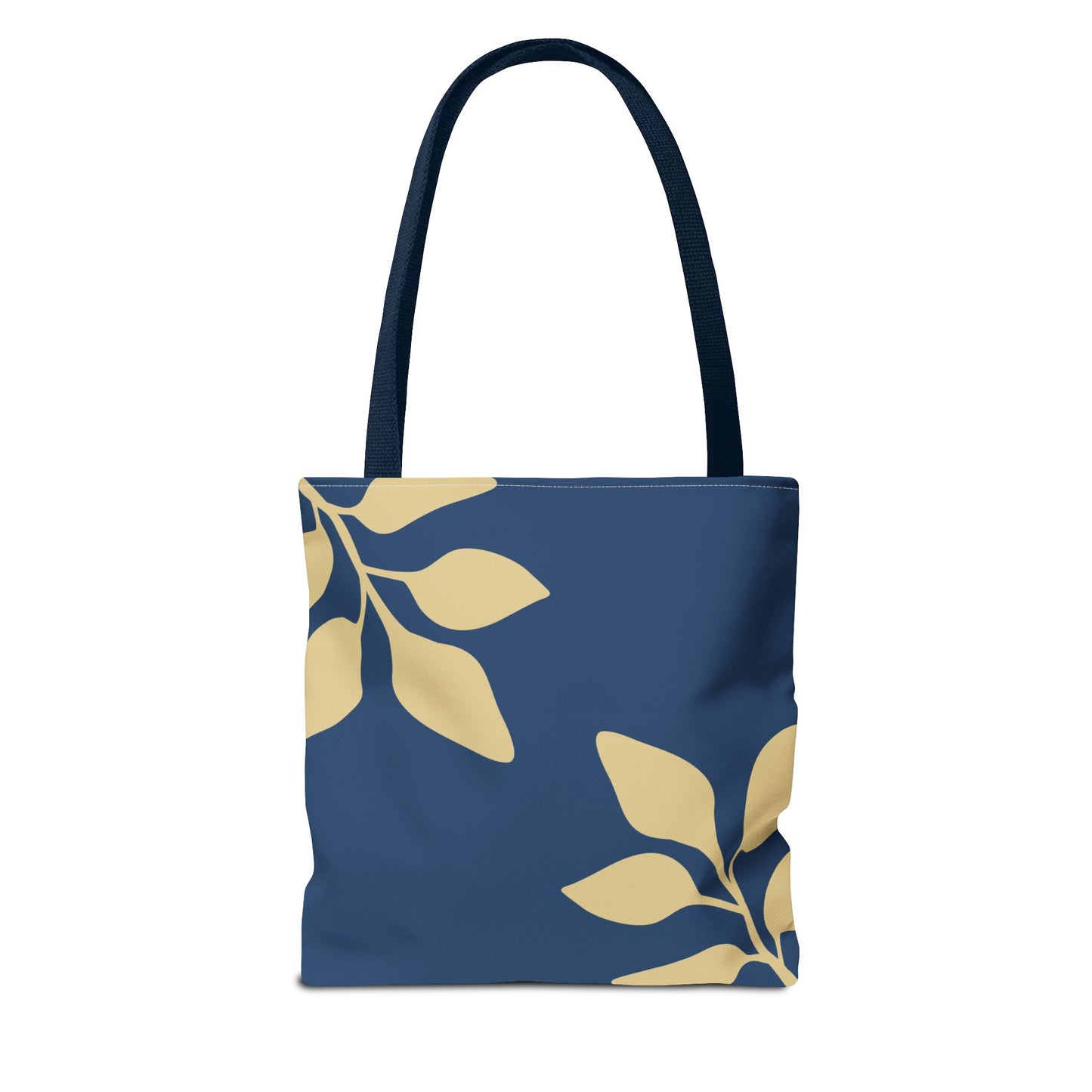 Navy Botanical Tote Bag – Minimalist Leaf Pattern All-Over Print
