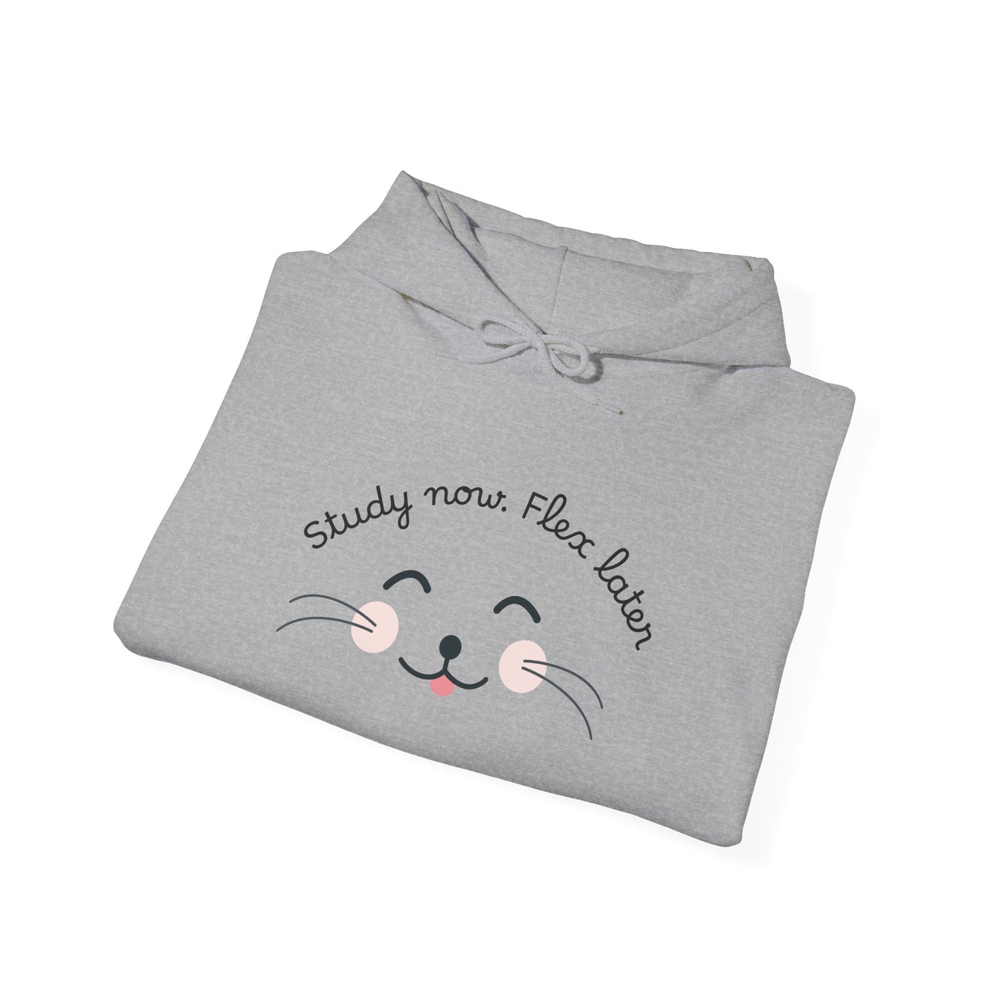Study Now Flex Later Hoodie | Cute Cat Student Sweatshirt