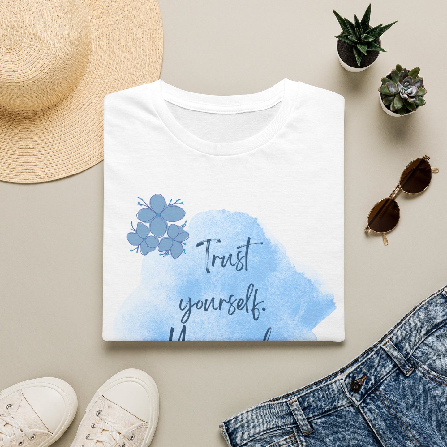 Trust Yourself Inspirational Quote T-Shirt | Watercolor Floral Tee