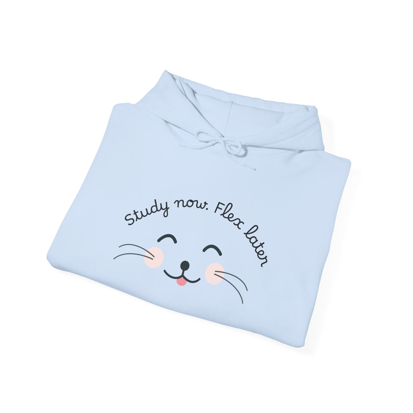 Study Now Flex Later Hoodie | Cute Cat Student Sweatshirt