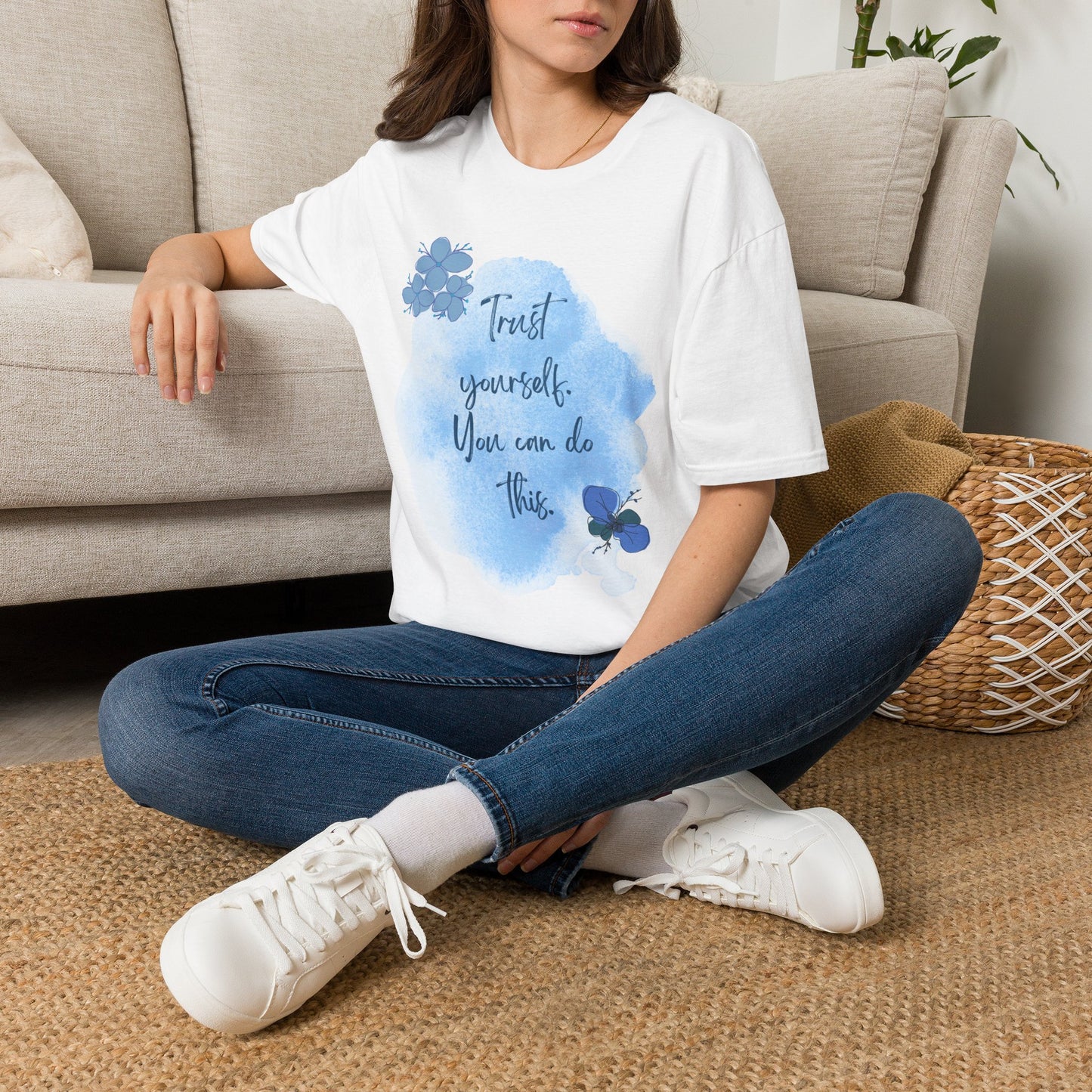 Trust Yourself Inspirational Quote T-Shirt | Watercolor Floral Tee