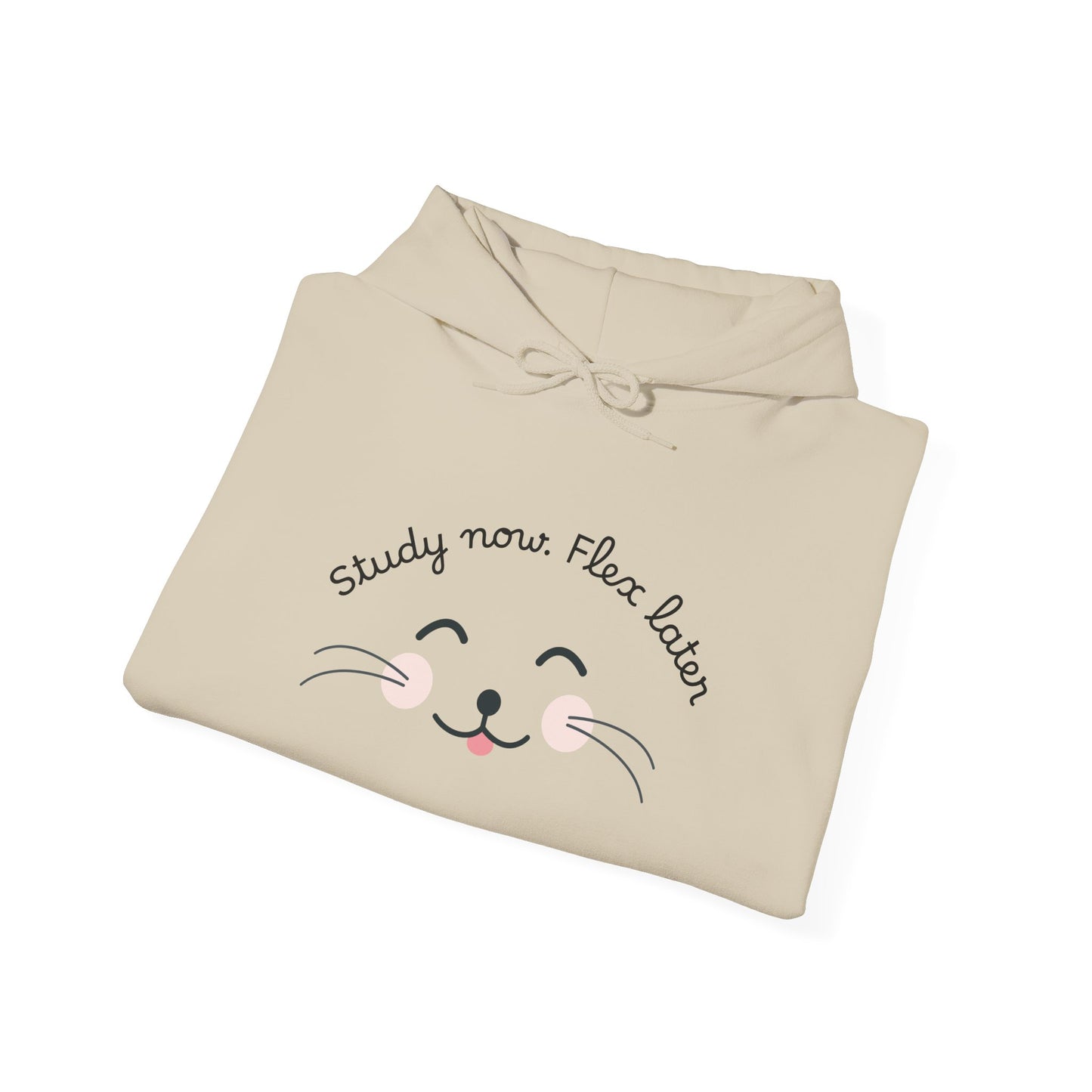 Study Now Flex Later Hoodie | Cute Cat Student Sweatshirt