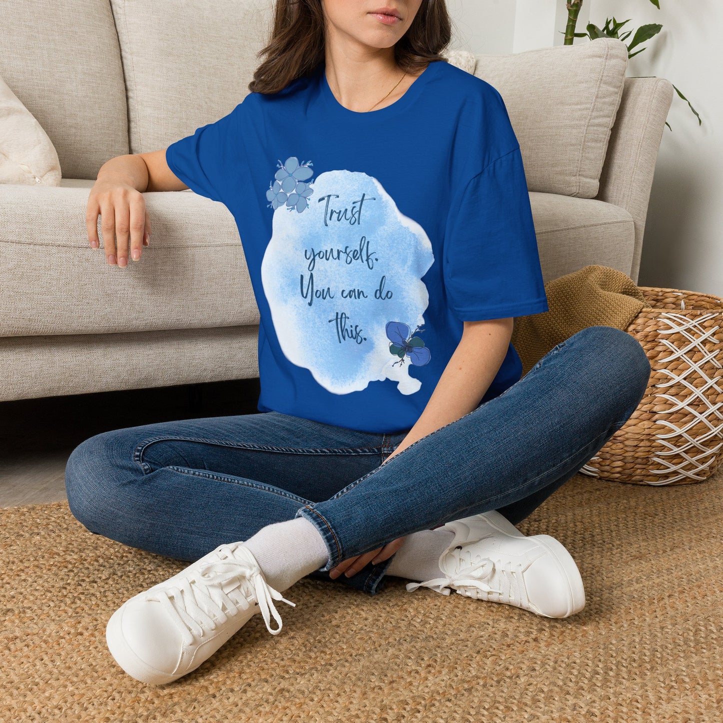 Trust Yourself Inspirational Quote T-Shirt | Watercolor Floral Tee